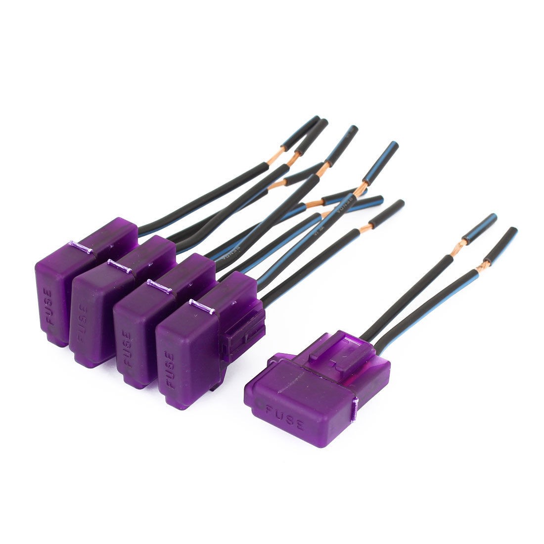 5pcs Purple Plastic Shell Two Wired Audio Inline ATC Blade Fuse Holder for Car