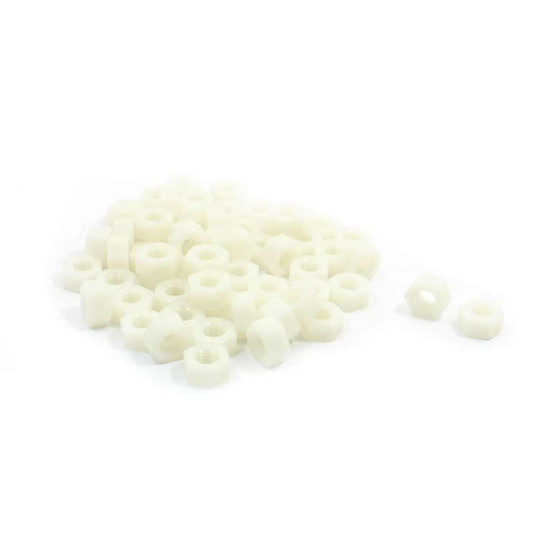 40 Pcs M10 x 9mm Wihte Nylon Hex Hexagonal Threaded Spacer Support