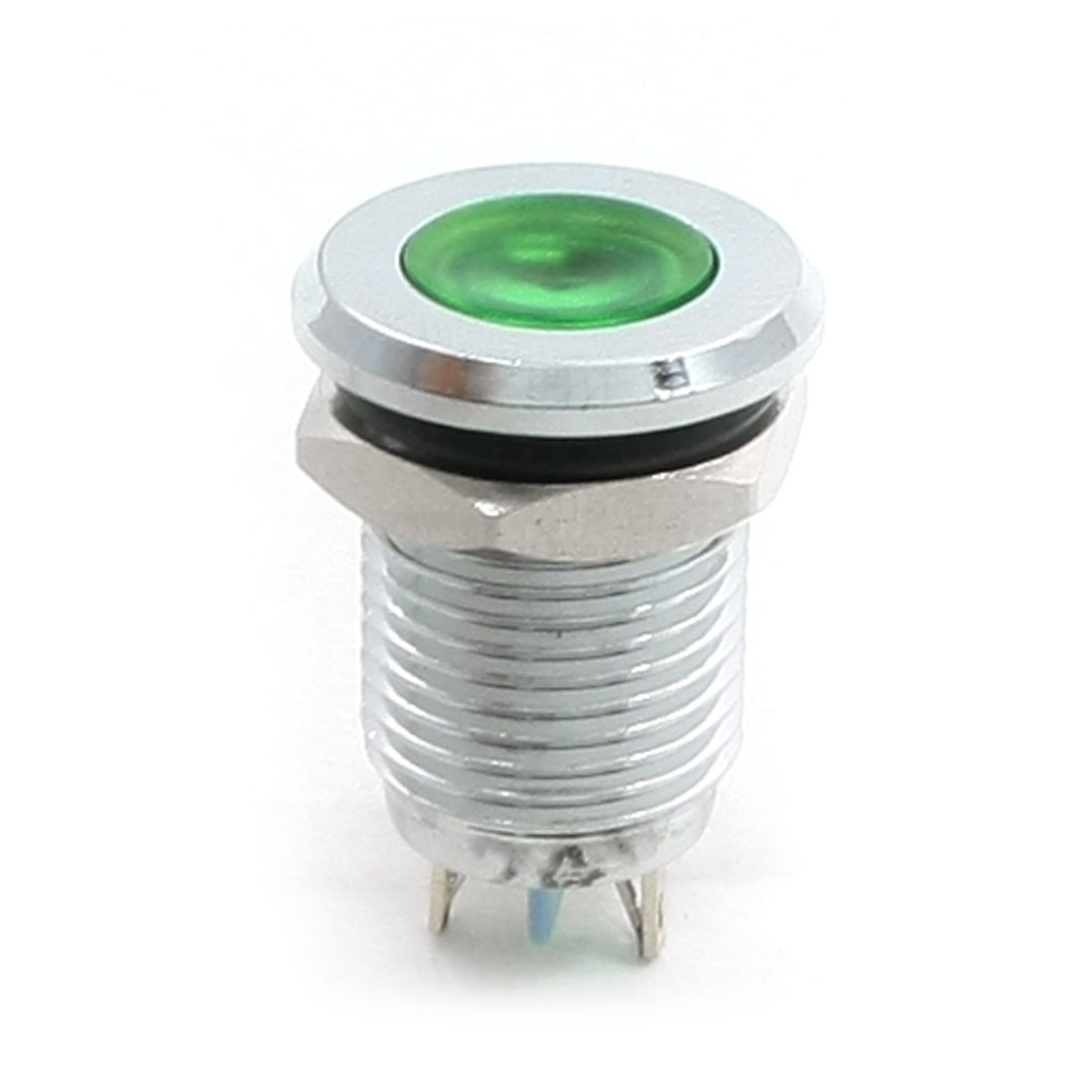 DC 24V 12mm Thread Mounted Metal Green Indicator Light Signal Lamp