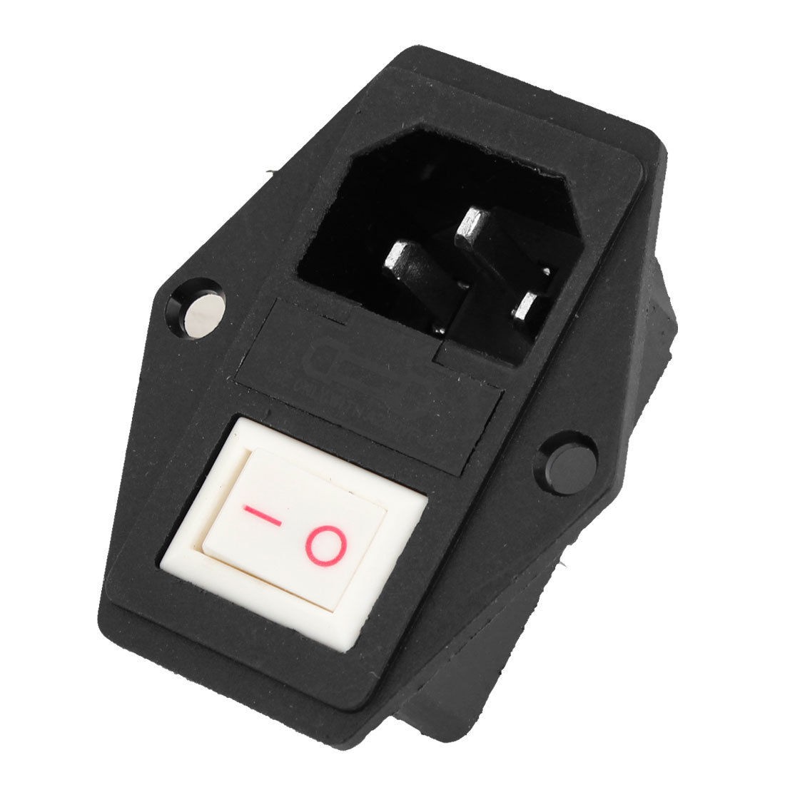 Black Housing AC 250V 15A IEC C14 Male Plug Power Socket + SPST Rocker Switch