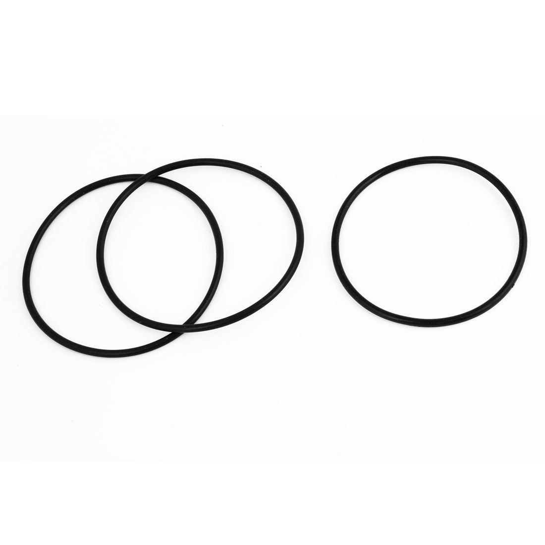 3 Pcs Replacement 2.6" External Dia Industrial Rubber O Rings Seals Black