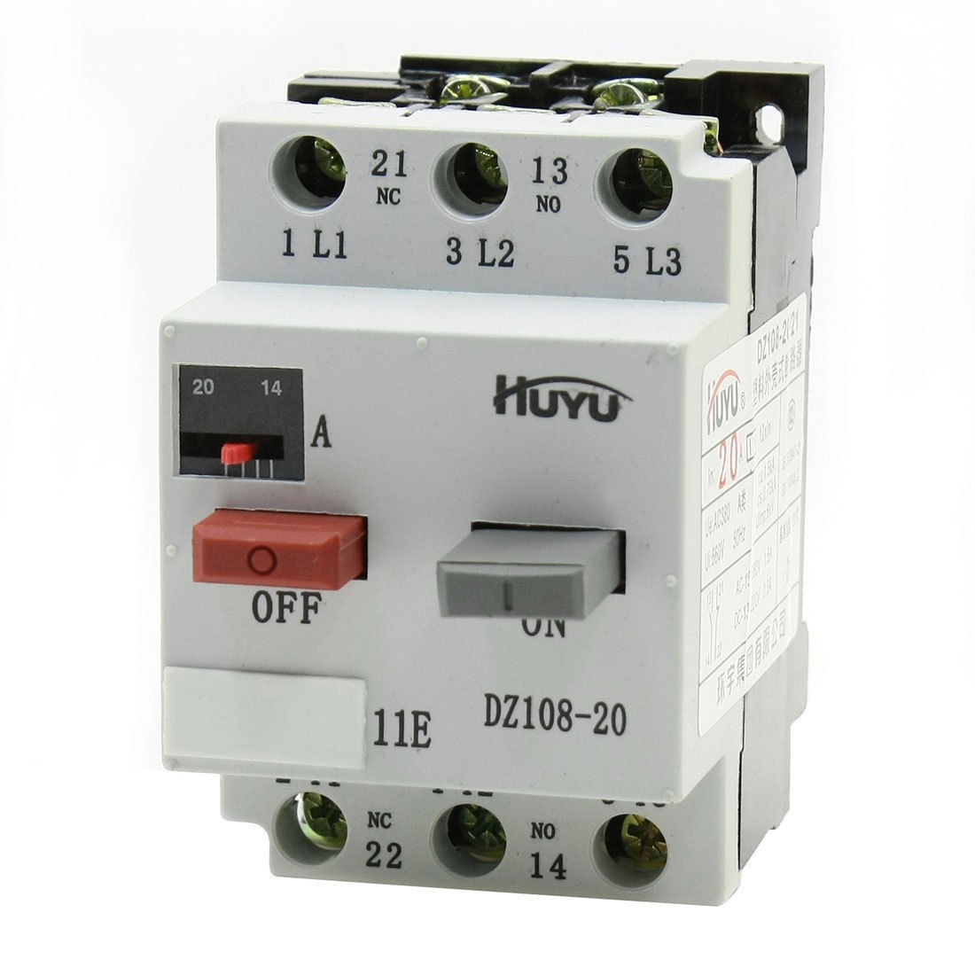 DZ108-20 1NO 1NC 14-20A Industrial Circuit Breaker for 35mm DIN Rail