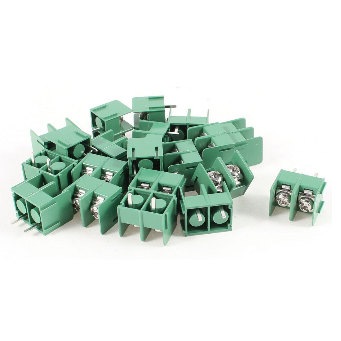 20 Pcs 300V 20A 2 Positions 7.62mm Pitch Pluggable Terminal Block Green
