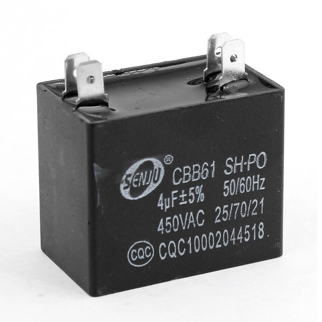 CBB61 4 Soldering Terminals Fan Motor Run Capacitor 4uF 450V AC Black