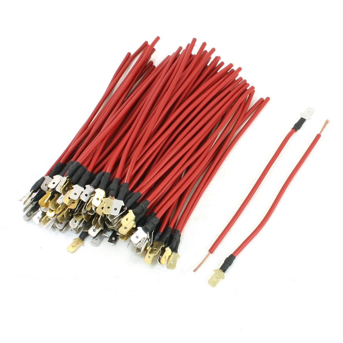 6.3mm Quick Disconnect Red Male Spade Terminal Wire 5" Length 100 Pcs