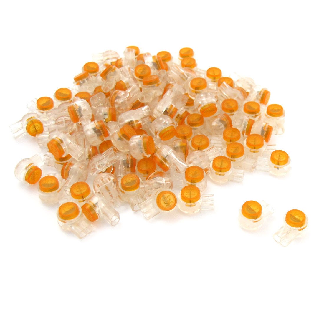 100 Pieces Air Tight Orange Clear Button Cable UY Butt Splice Connectors