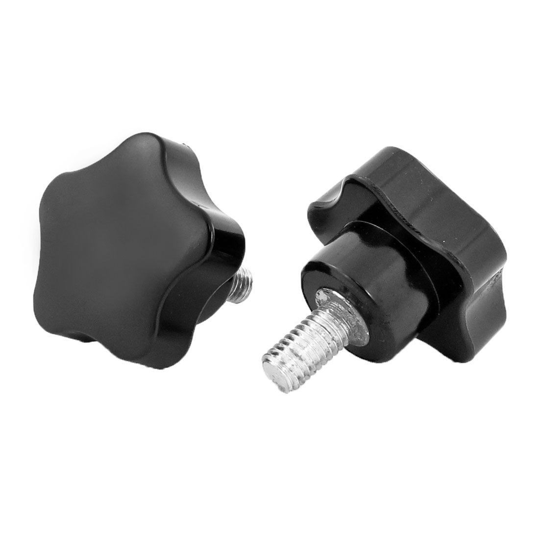 2 Pcs Machine Tool M8 x 15 Male Thread 40mm Dia Bakelite Knobs Handle Black