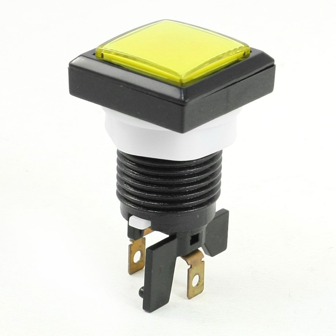 Momentary 2Pin SPST Yellow Square Push Button Switch for Game Machine