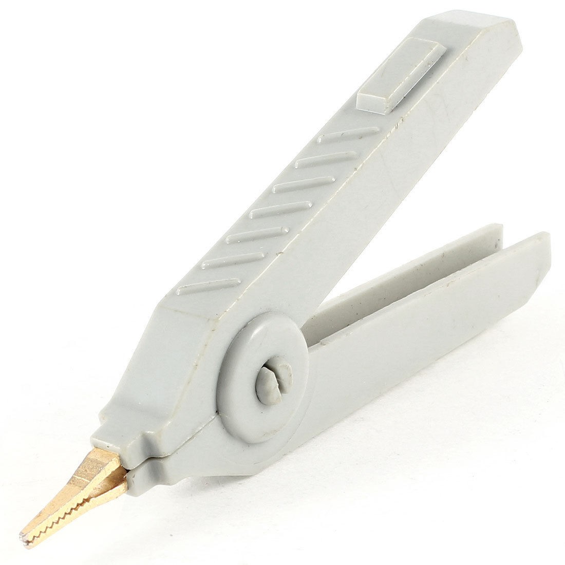 Gray Plastic Coated Brass Clip Pointed Mouth Alligator Clamp Insulated 10A