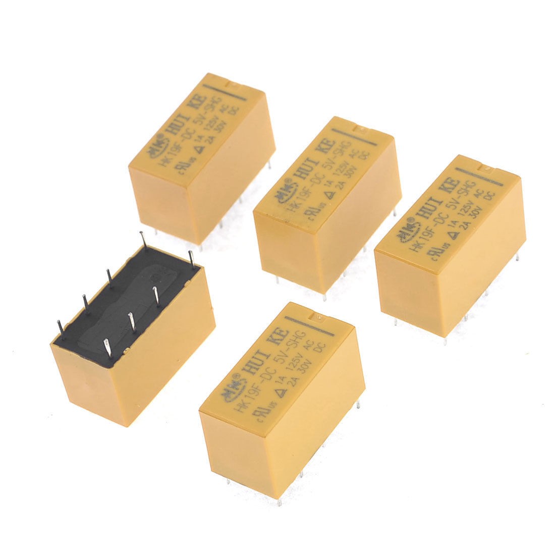 5 Pcs HK19F-DC5V-SHG DC 5V 8Pin 1A 125VAC/ 2A 30VDC Mini Power Relay