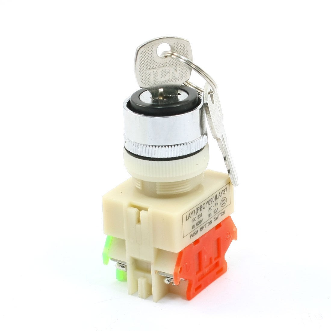 Rotary Selector 2 Position Key Lock Pushbutton Switch 660V 10A NO NC