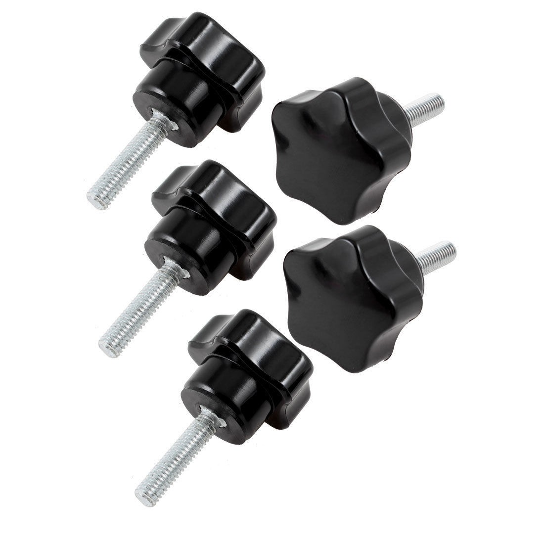 5 Pcs 30mm Star Head M6x25mm Male Thread Screw On Type Clamping Knob