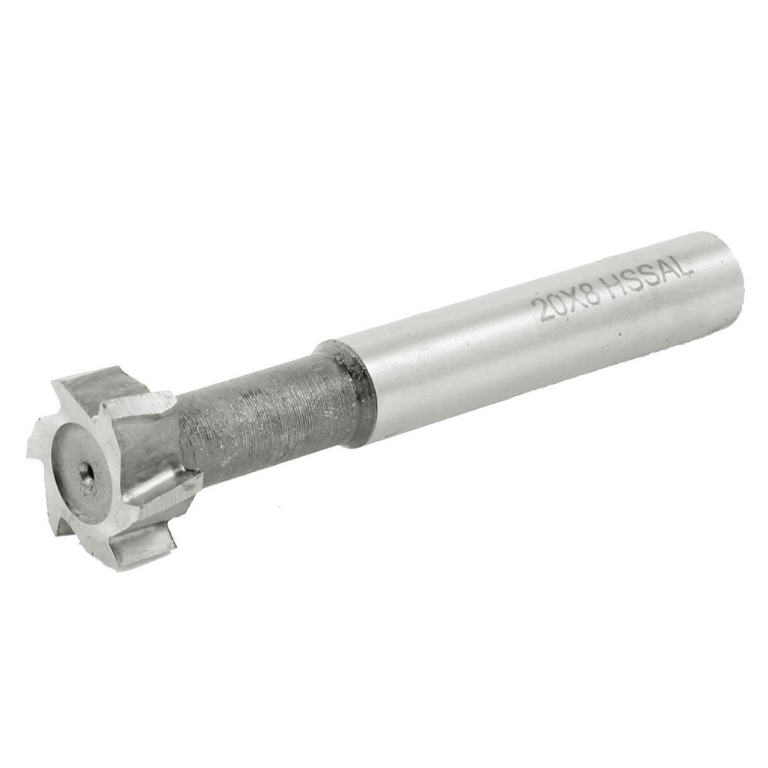 90mm Long 20mm x8mm 6 Flutes HSSAL T Slot End Mill Milling Cutter