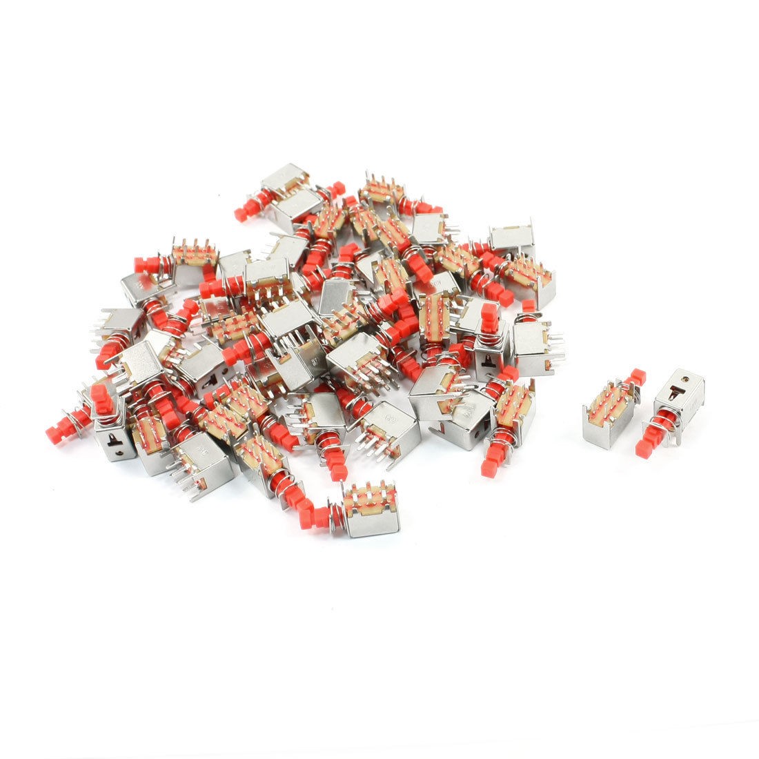 50 Pcs 25 x 13 x 8mm 6 Pins Self-Locking Red Tactile Push Button Switch