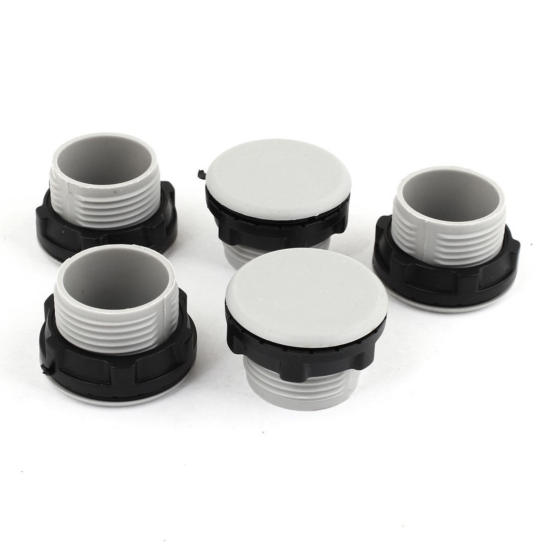 5 Pieces Gray Plastic Round Shaped Button Panel Plug Cover 1/2"PT