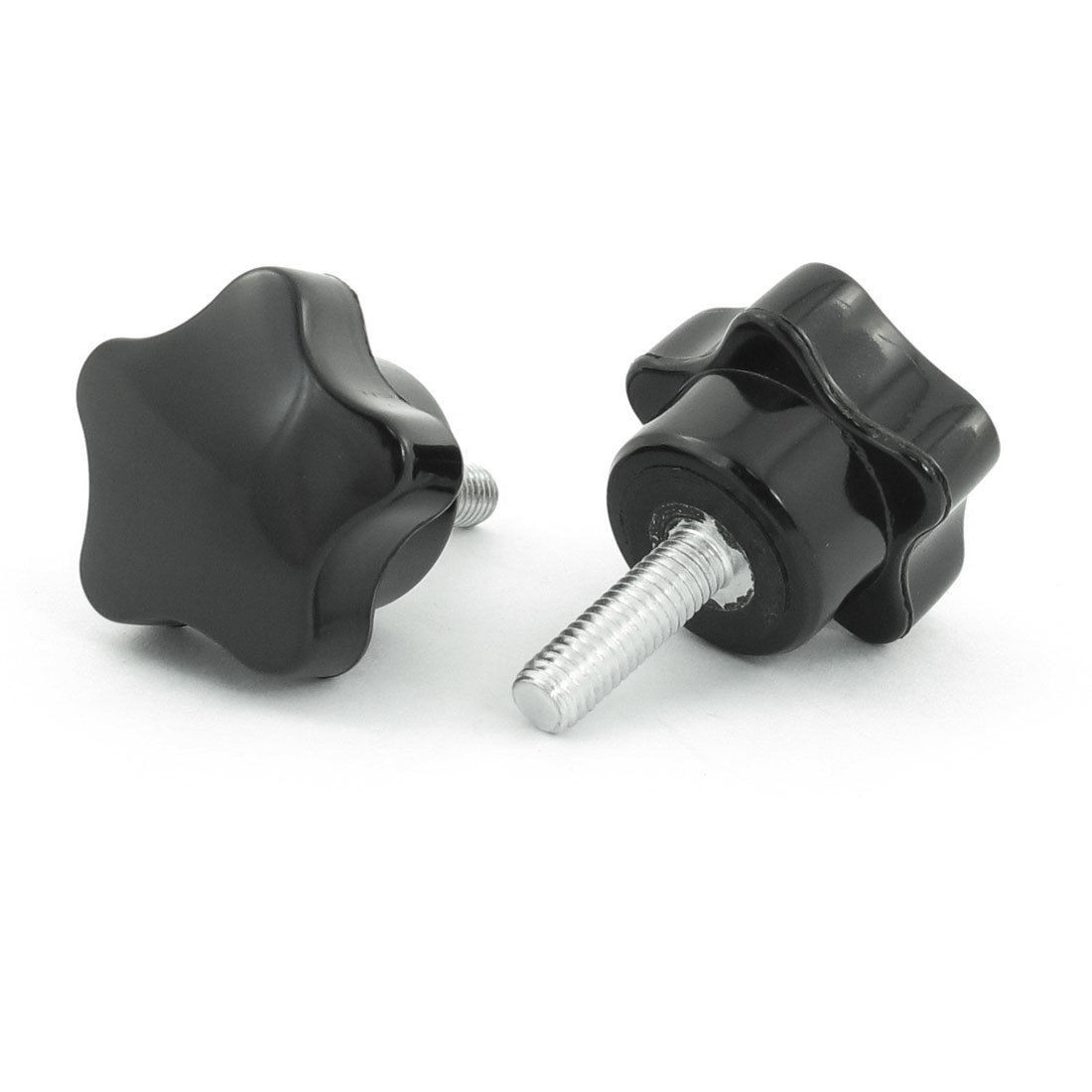 2 Pcs Machine Tool M6 x 20 Male Thread 32mm Dia Bakelite Knobs Handle Black