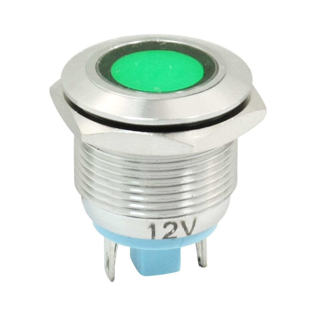 DC 12V Power Illuminated Green Light 19mm Signal Indicator Pilot Lamp