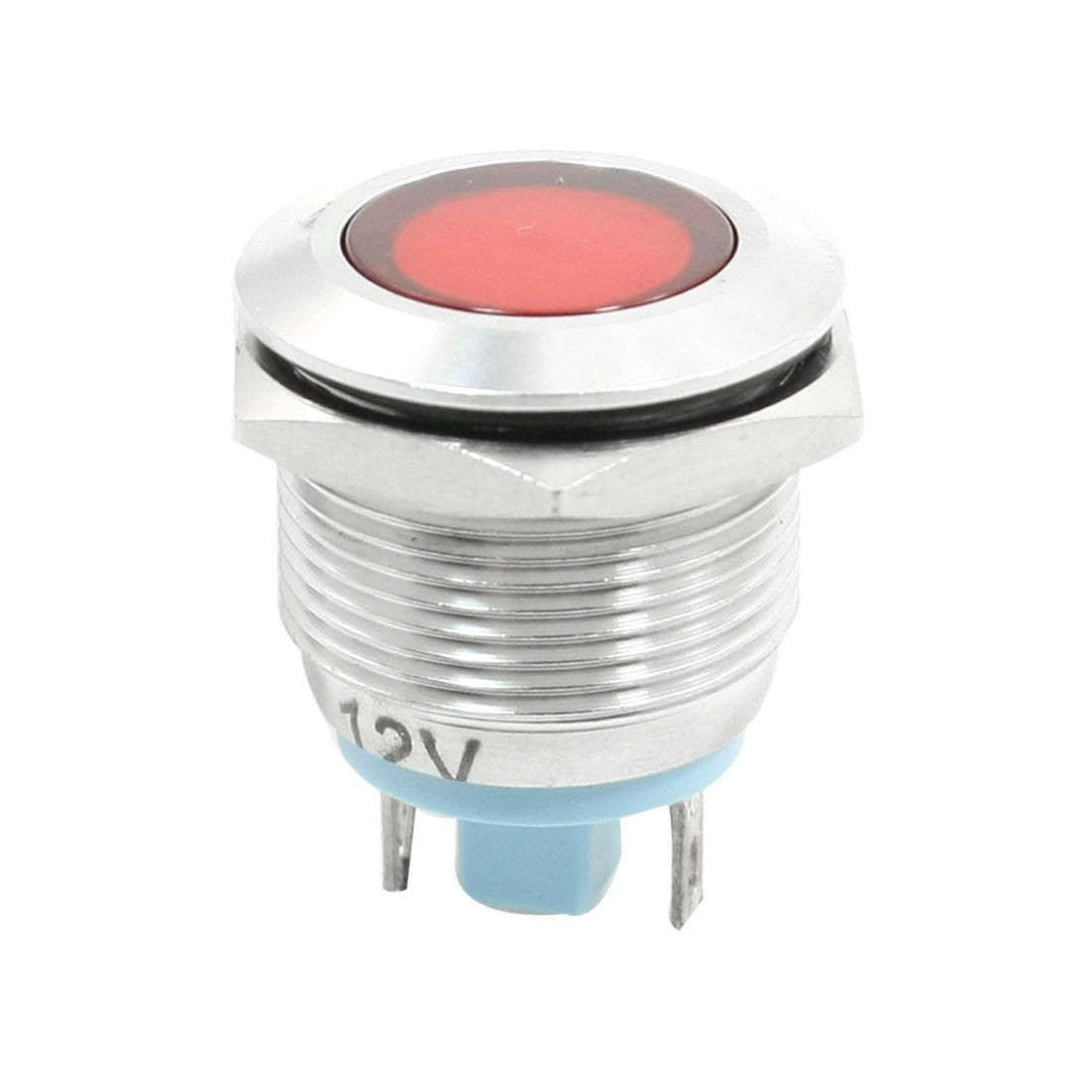 DC 12V 19mm Panle Recessed Red Light Signal Indicator Pilot Lamp