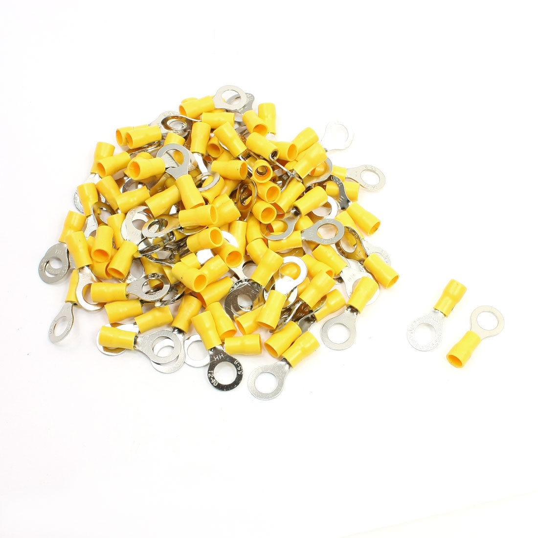 100Pcs PVC Insulated Sleeve Ring Terminal Cable Lug RV5.5-8 for AWG 12-10 4-6mm2