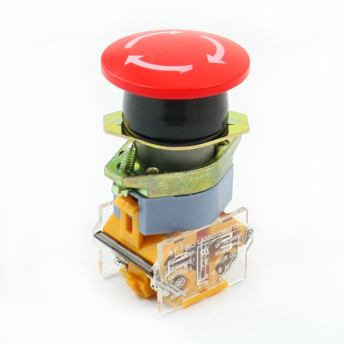 660V Ui 10A Ith Red Mushroom Cap Self Lock DPST NO+NC Push Button Switch