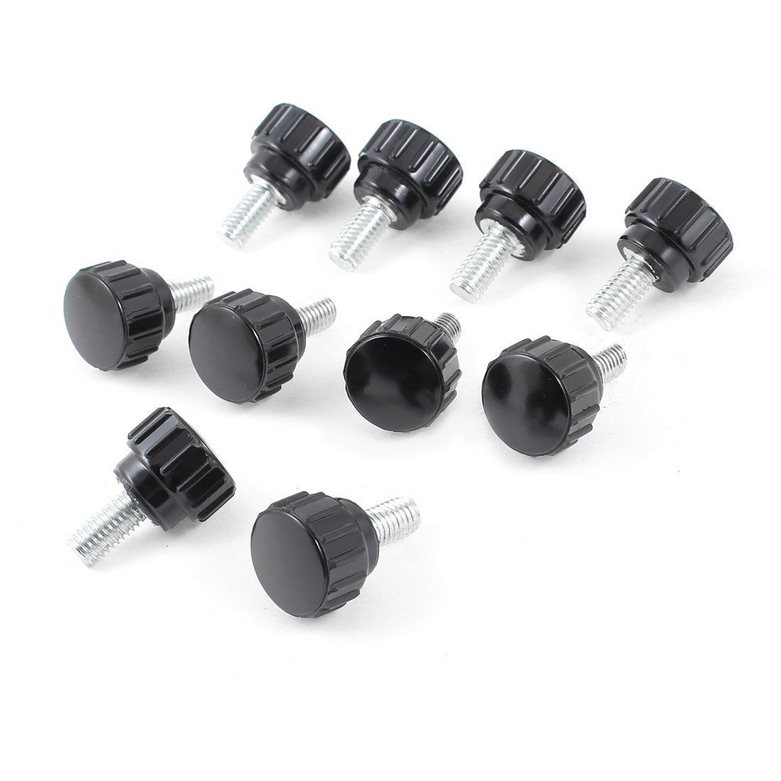 10 Pcs Black M5 Thread Diameter Screw On Type Grip Knurled Knobs