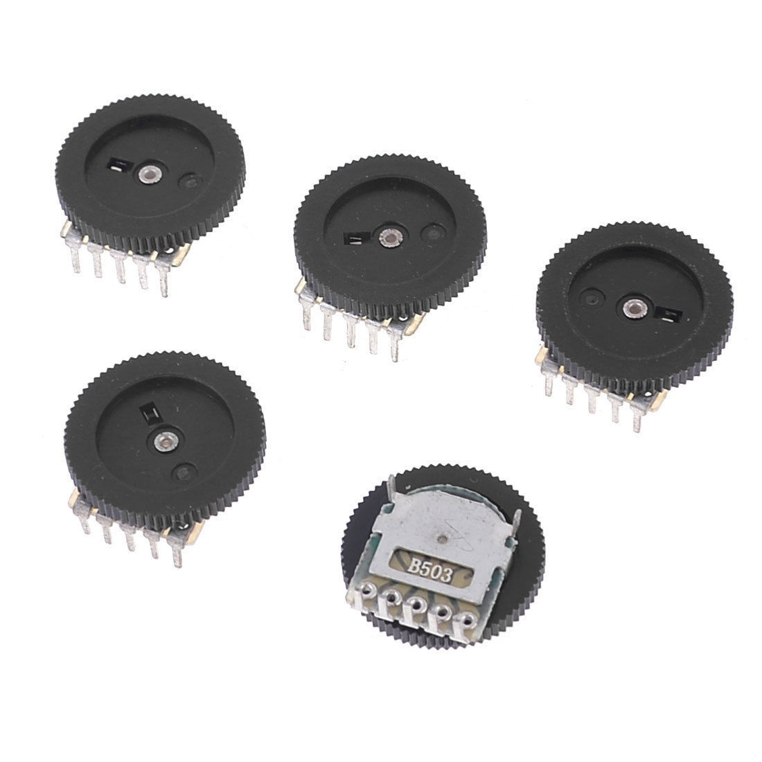 5 Pcs B503 50K Plastic Metal Double Linear 5 Pins Dial Potentiometer