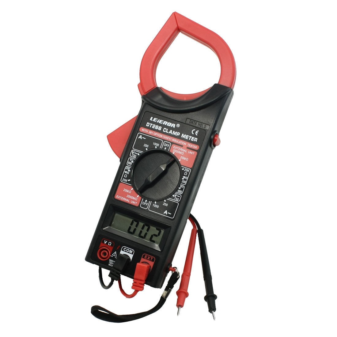 DT-266 AC/DC Electronic Tester Digital Clamp Meter with Test Probe Leads