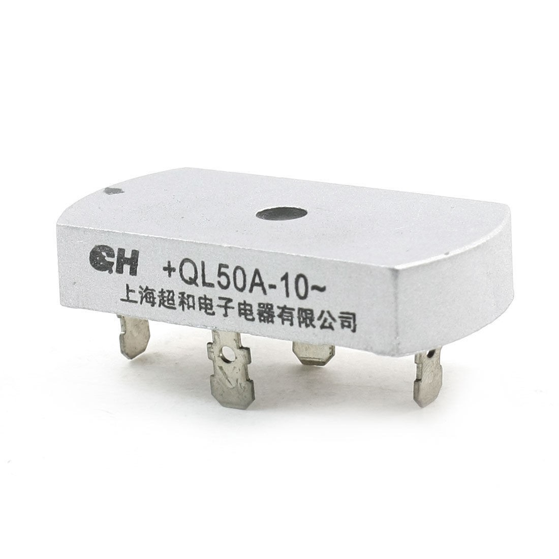 QL50-10 1KV 50A 6mm Hole Single Phase Bridge Rectifier Silver Tone