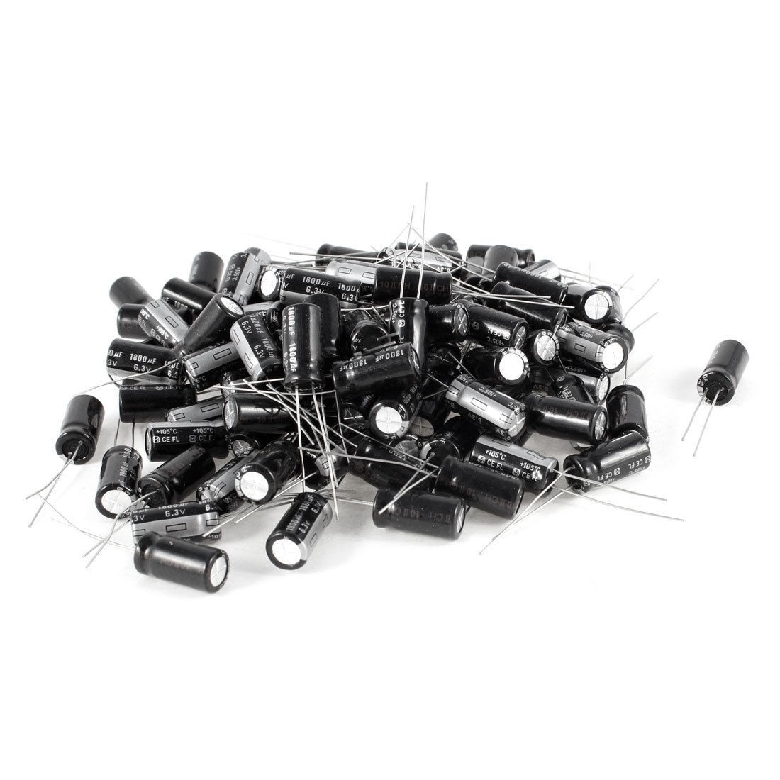 100 Pcs 1800uF 6.3V 105C Radial Electrolytic Capacitors Black 8x16mm