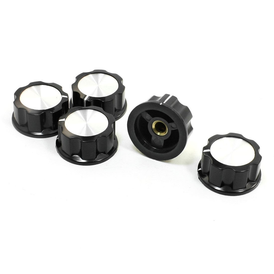 5pcs 6mm Shaft Ribbed Grip Plastic Potentiometer Ratary Control Knob