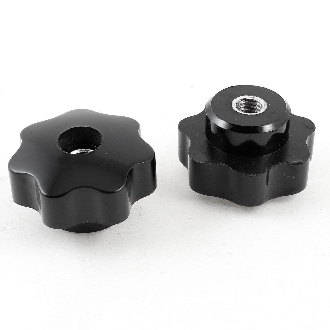 2 Pcs 25mm Height 7mm Female Thread Diameter Black Star Knobs