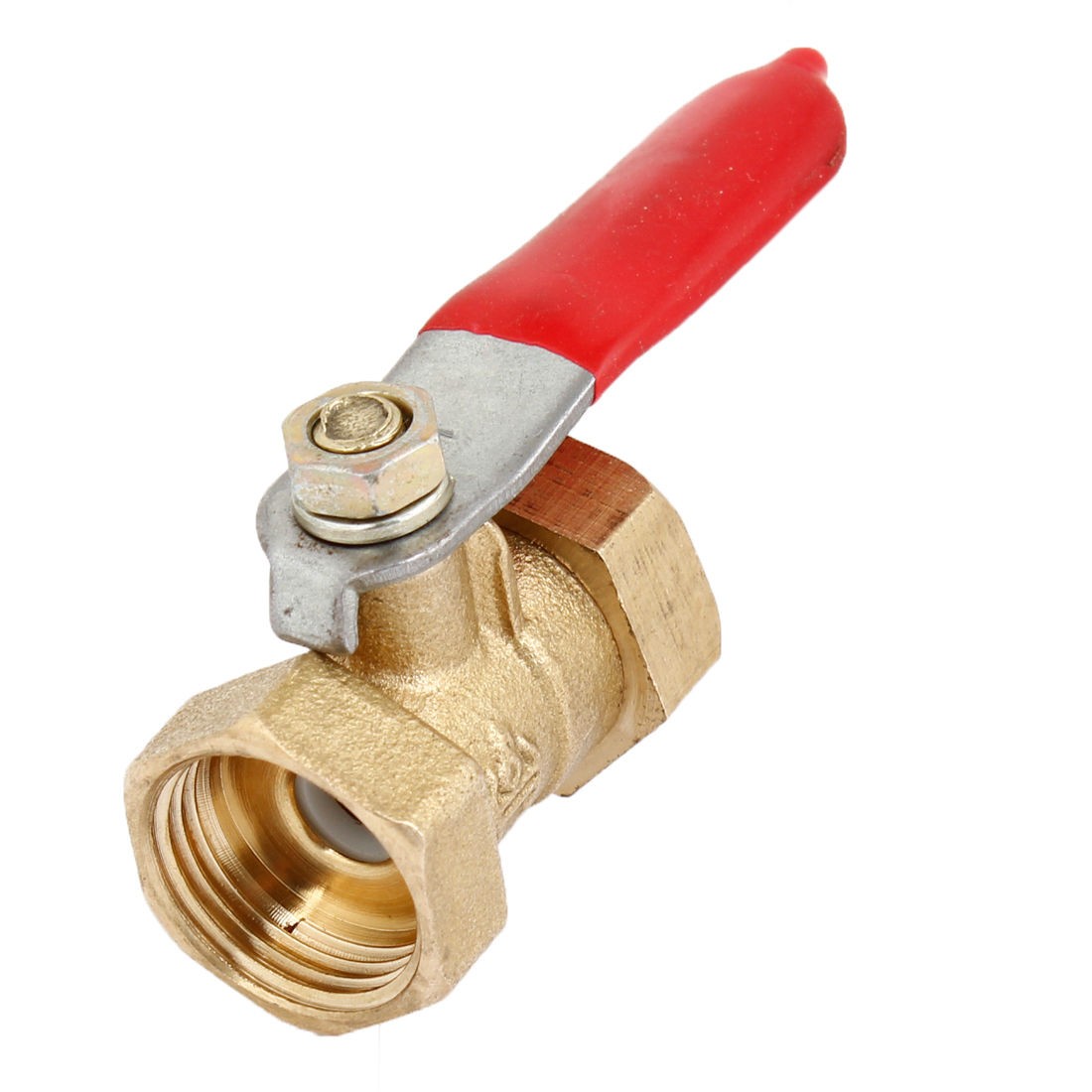 15mm to 15mm Female Thread Red Clamping Lever Handle Ball Valve
