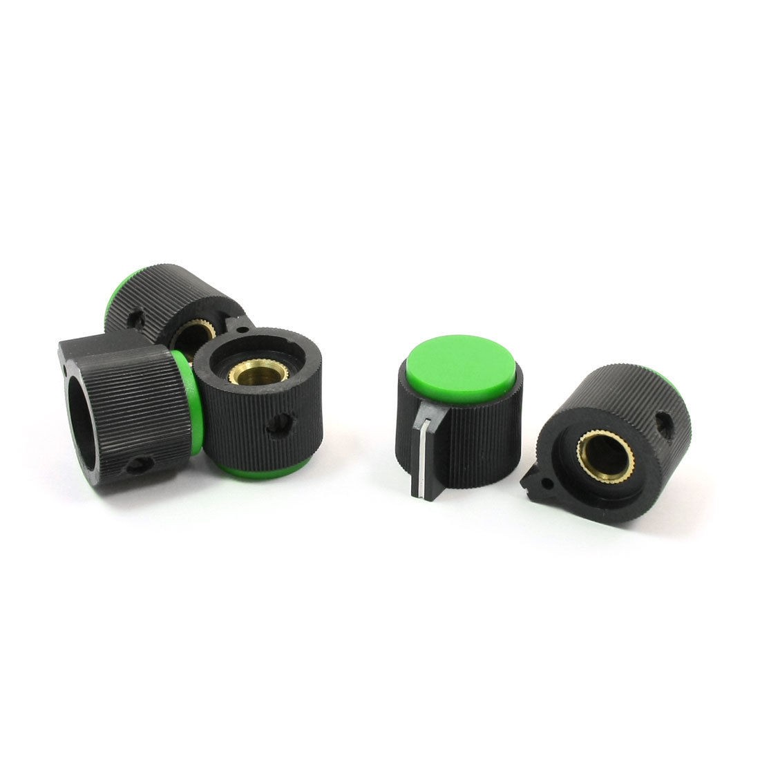 5pcs Adjustable Turn 6mm Shaft Dia Potentiometer Rotary Knobs Green