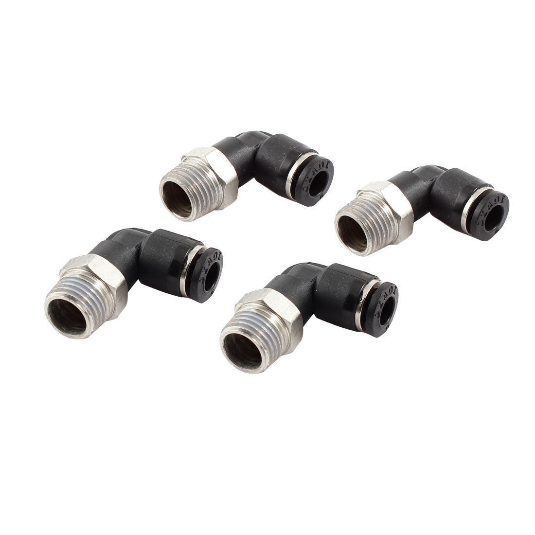 4 Pcs 13mm 1 4PT Thread to 6mm Push in Tube Elbow Pneumatic Quick Connector