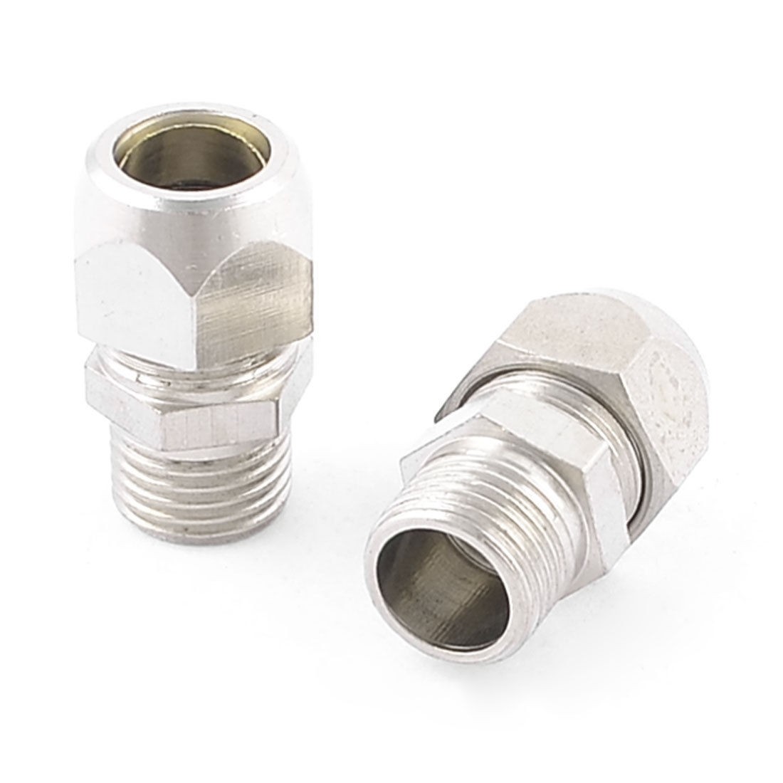 1 4" PT Male Threaded Adapter Hose Quick Joint Coupler Silver Tone 2 Pieces