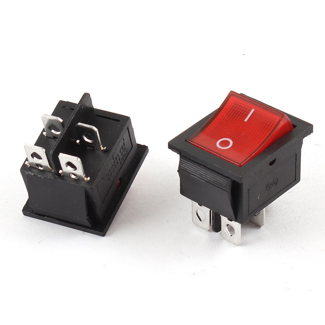 Red Light 4 Pin DPST Snap in Boat Rocker Switch AC 15A/250V 20A/125V x 2
