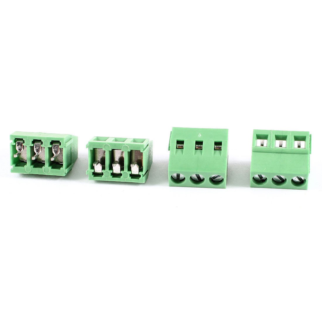 4 Pcs 3 Pin 5mm Spacing PCB Mount Screw Terminal Block 10A 300V AWG22 12