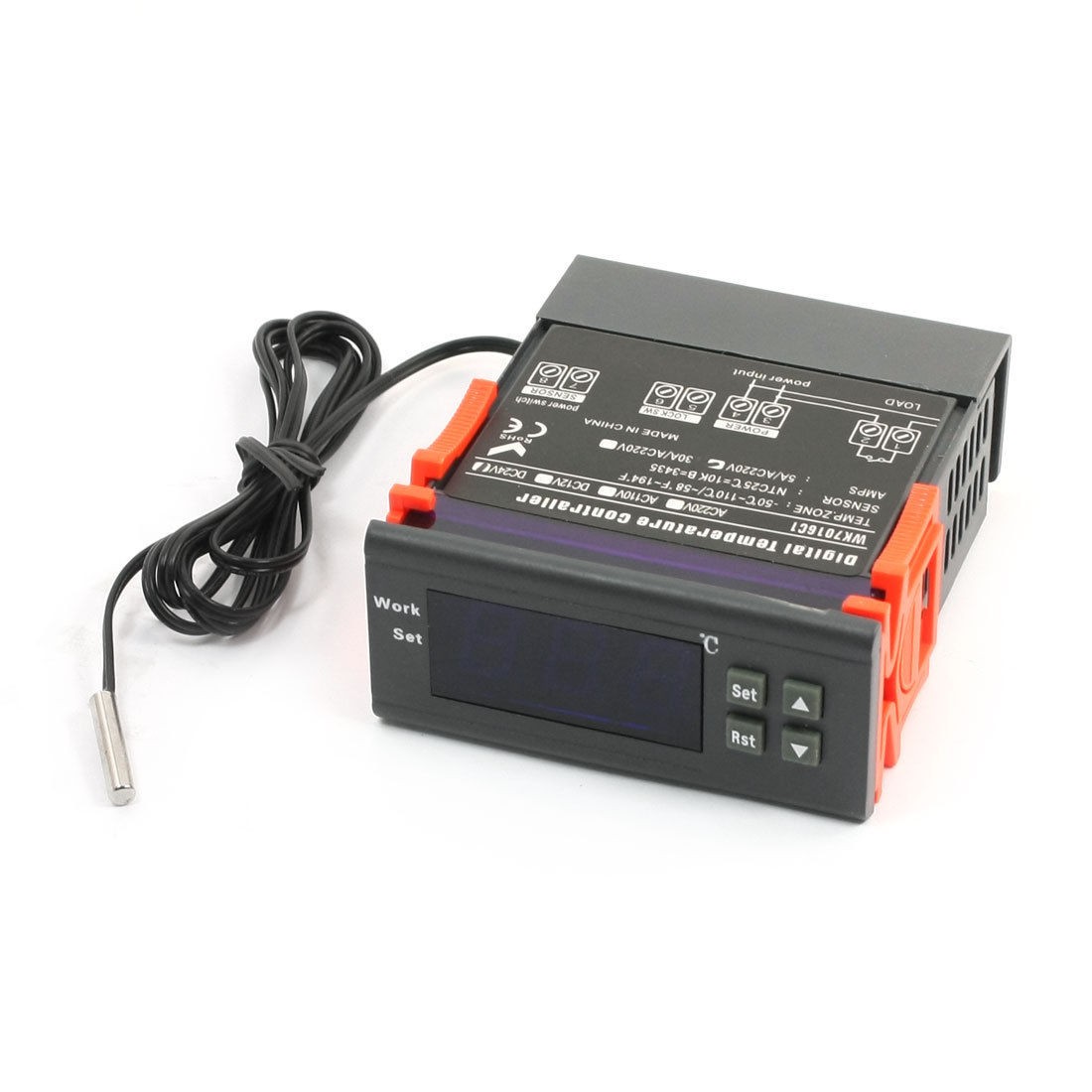 LED Digital Display Panel Mount Temperature Controller DC 24V w Thermocouple