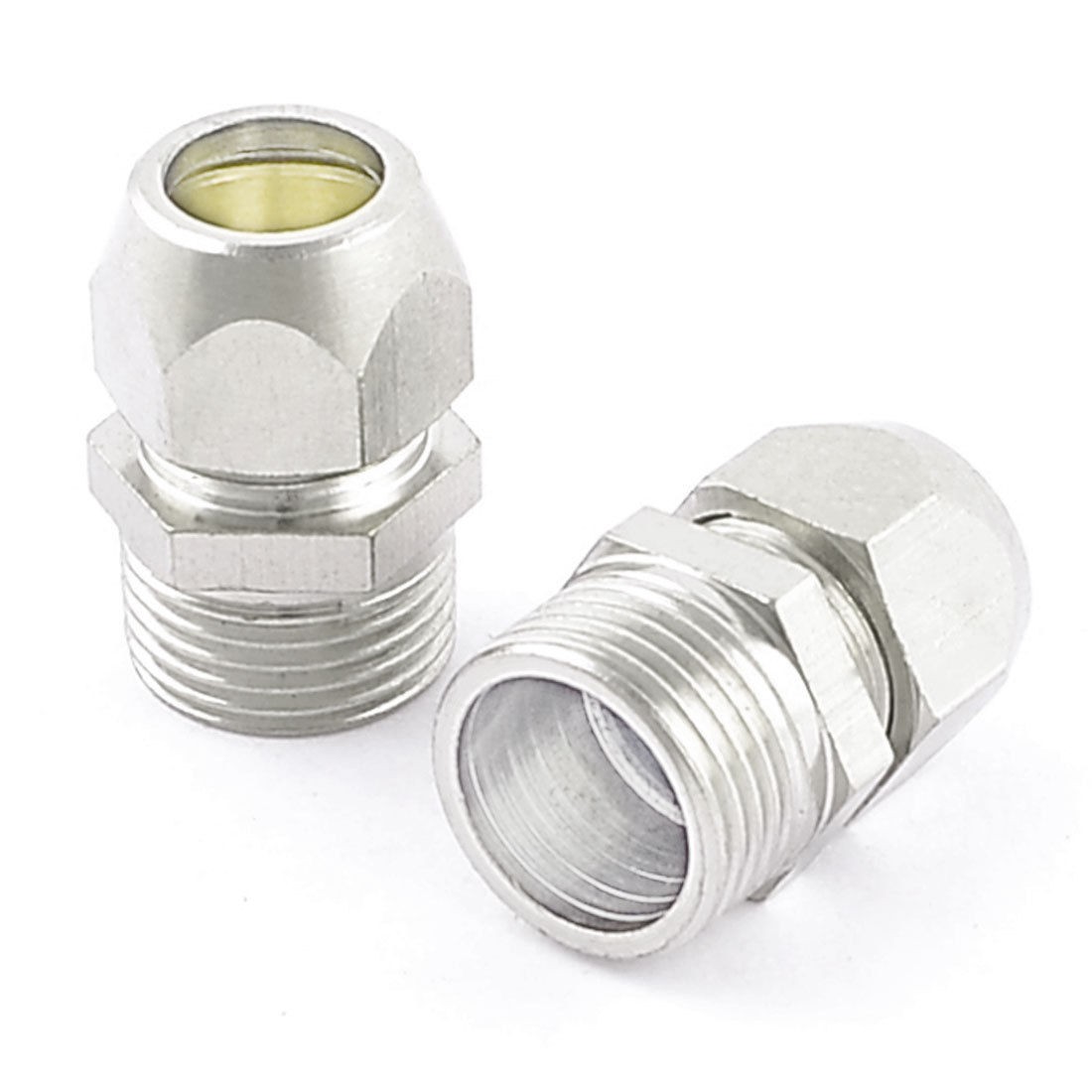 3 8" PT Threaded Dia Adapter Hose Quick Joint Connector Silver Tone 2 Pcs