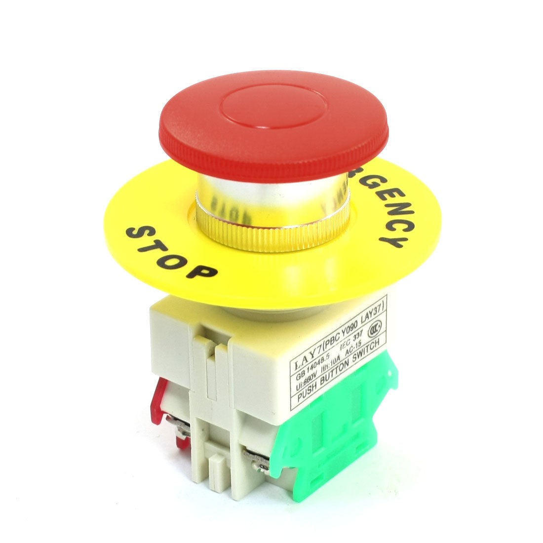 660V 10A Red Mushroom Head Momentary Push Button Switch w Protective Cover