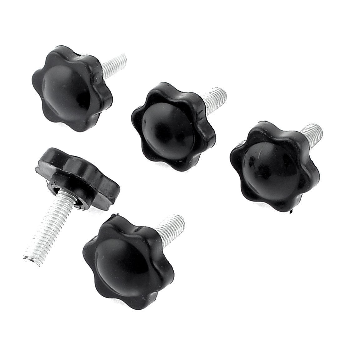 25mm Dia Pentangle Head 6mm x 20mm Thread Plastic Clamping Knob 5 Pcs