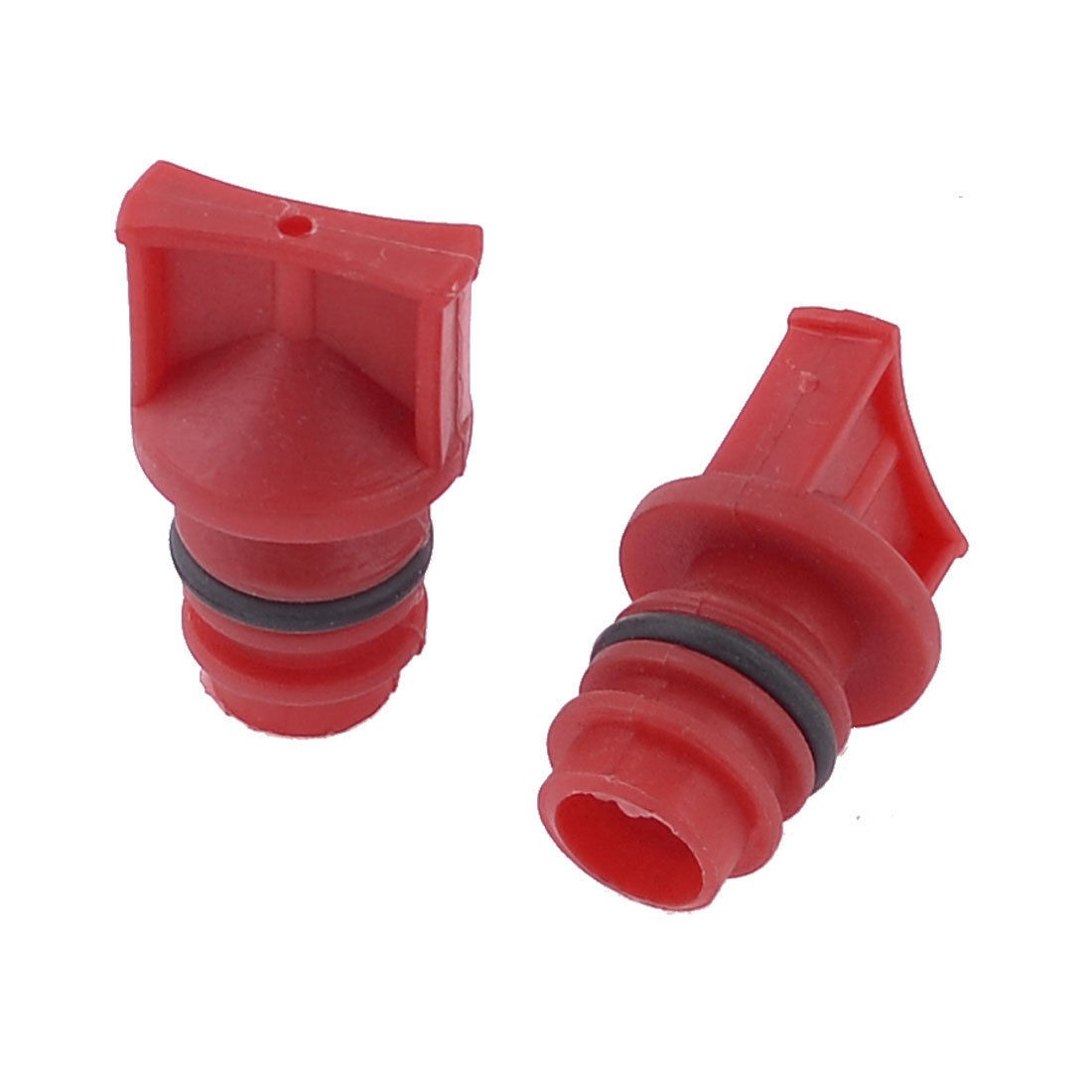 2 x Red Plastic Shell 0.73" Male Thread Oil Plugs for Air Compressor