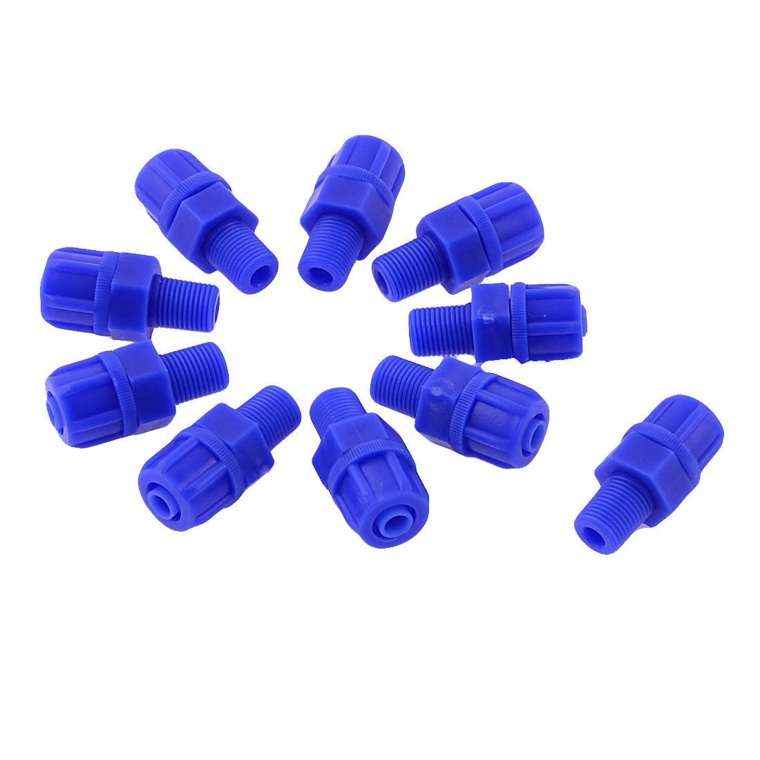 8mm Male Threaded Blue Plastic Pneumatic Straight Connector Fitting 10pcs