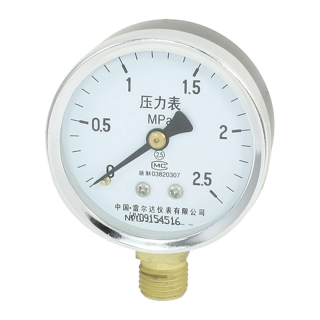 1/4"PT Male Threaded 0-2.5Mpa Pneumatic Air Pressure Measuring Gauge