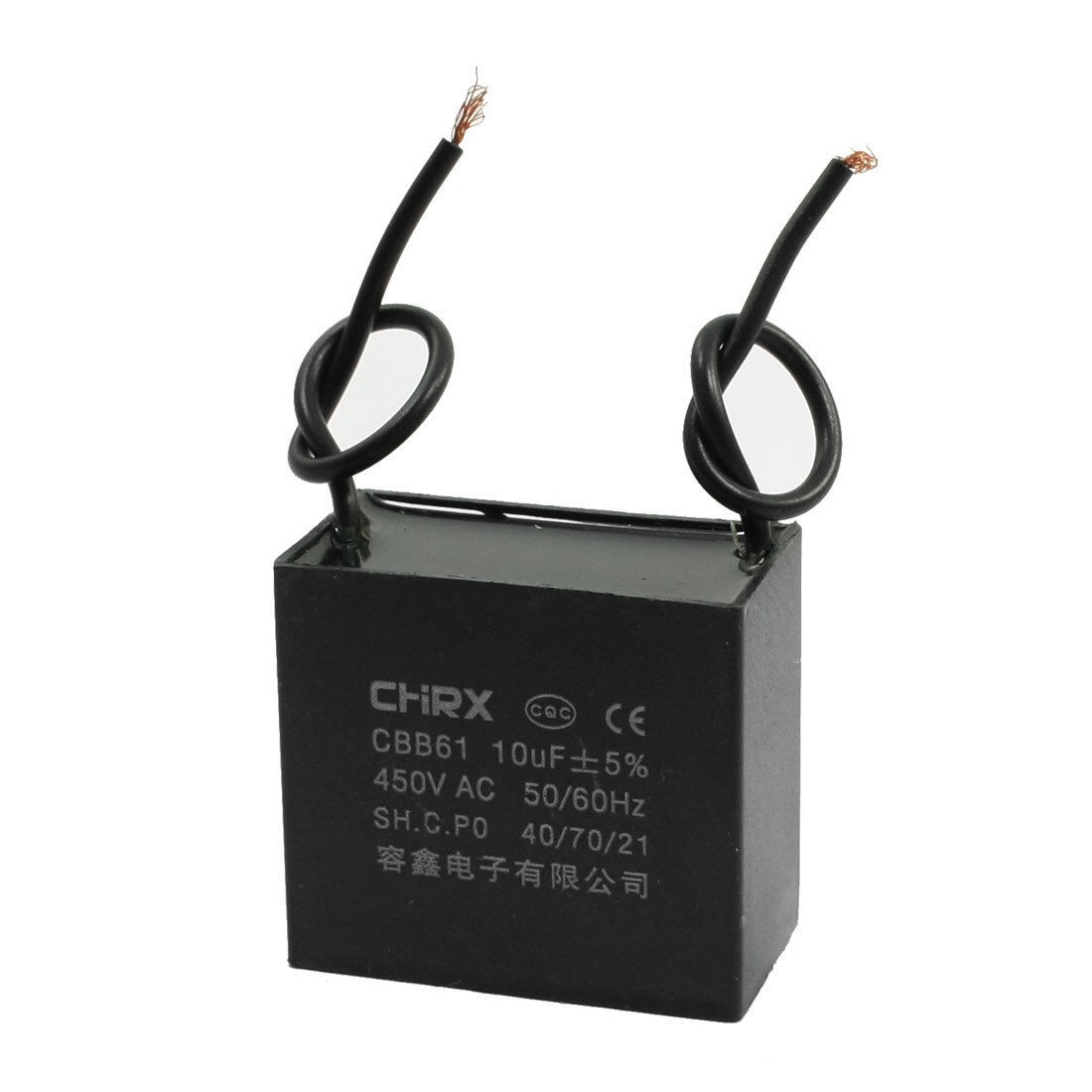 CBB61 450VAC 10uF 5% Tolerance Non Polar Fan Motor Running Capacitor