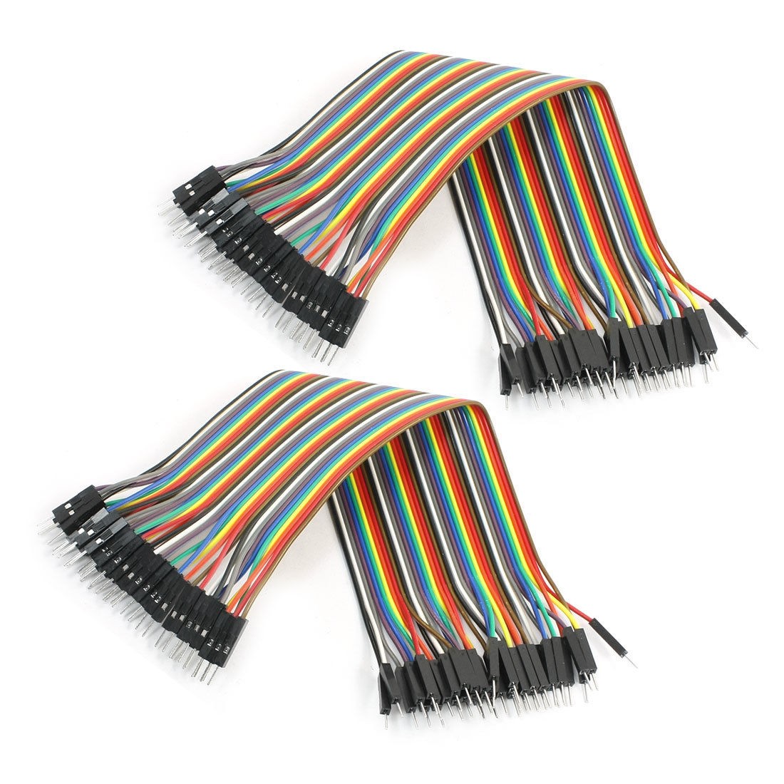 2 Pcs 20cm Long 2.54mm 1P-1P 40 Pin M/M Connect Test Jumper Wire Cable