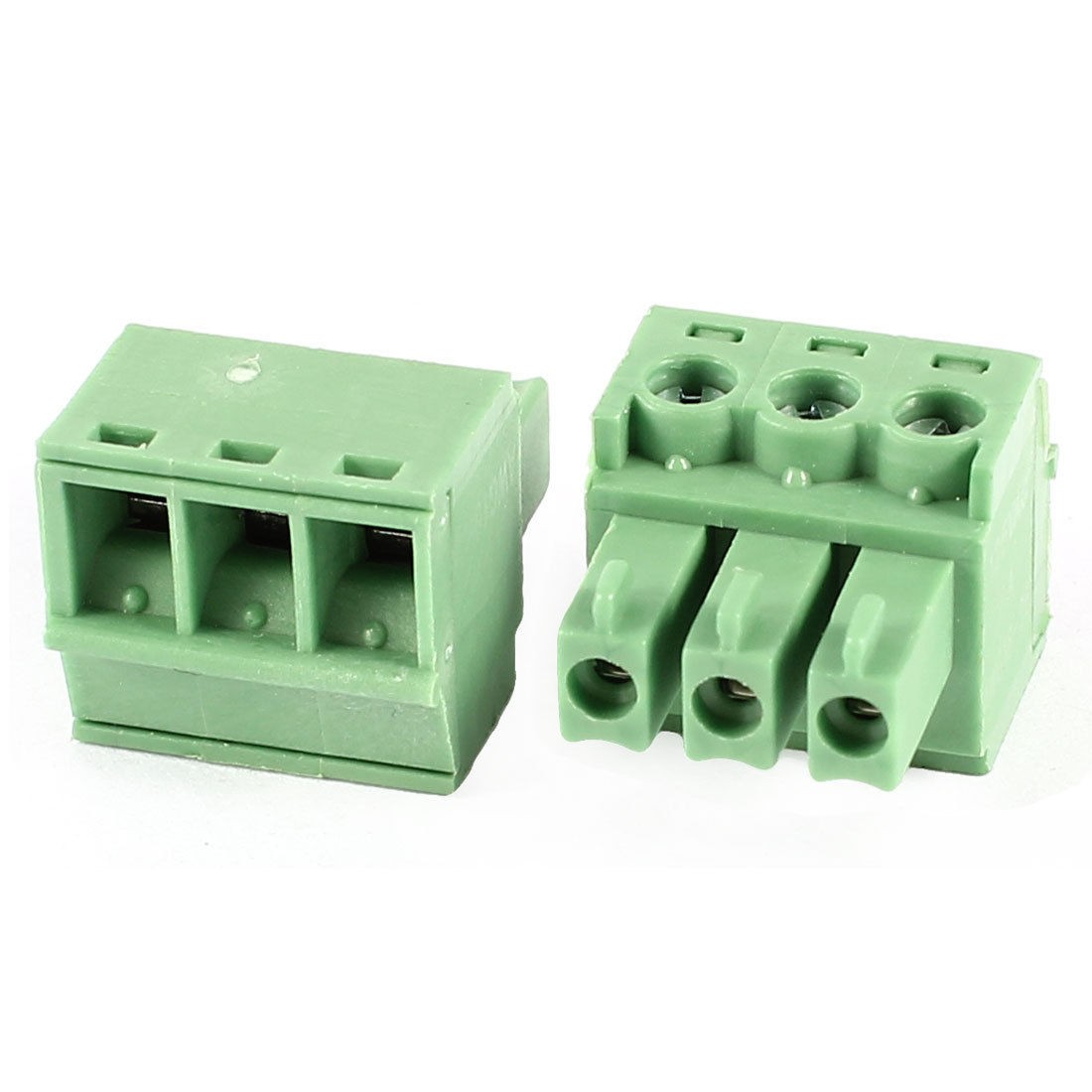 2 Pcs 16 26AWG 3 Pin 0 15" Spacing Pluggable PCB Mount Screw Terminal Block