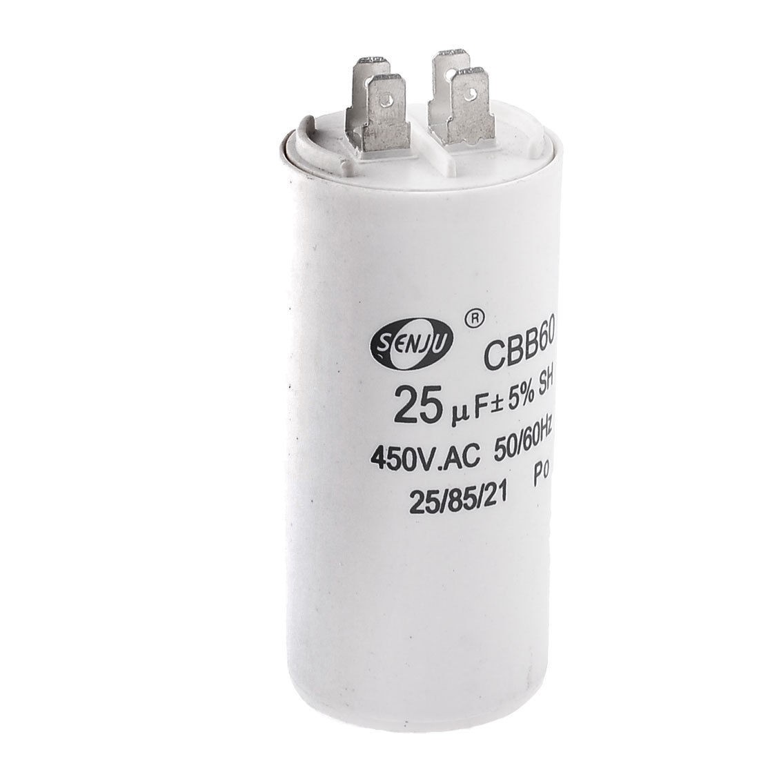 White Shell 4 Pin Polypropylene Film Capacitor 25uF Tolerance 5% AC 450V CBB60
