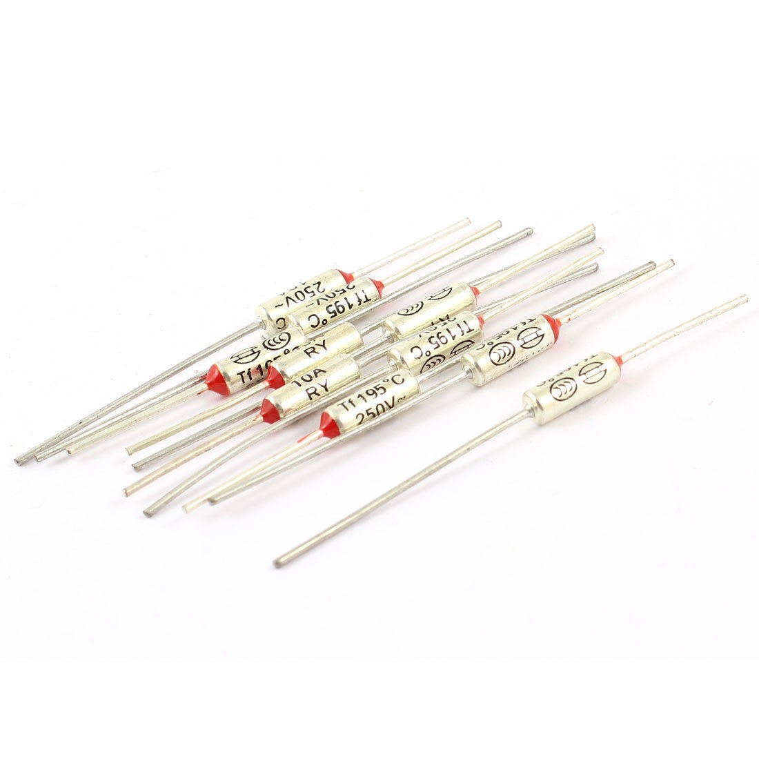 10 Pcs 250VAC 10A TF 195 Degree Celsius Cutoffs Temperature Thermal Fuse