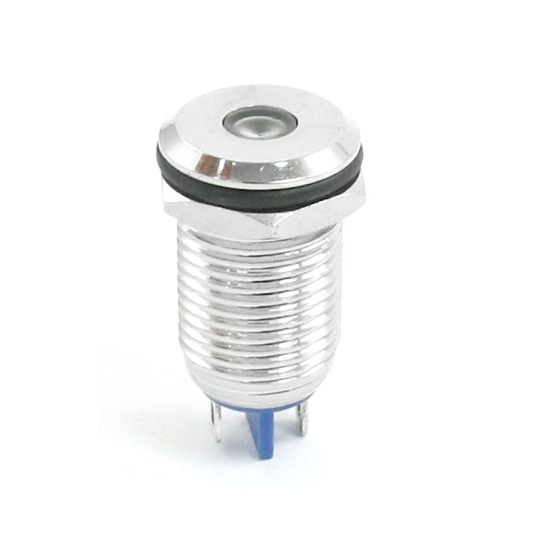 DC 12V 12mm Thread Mounted Metal Blue LED Indicator Light Signal Lamp